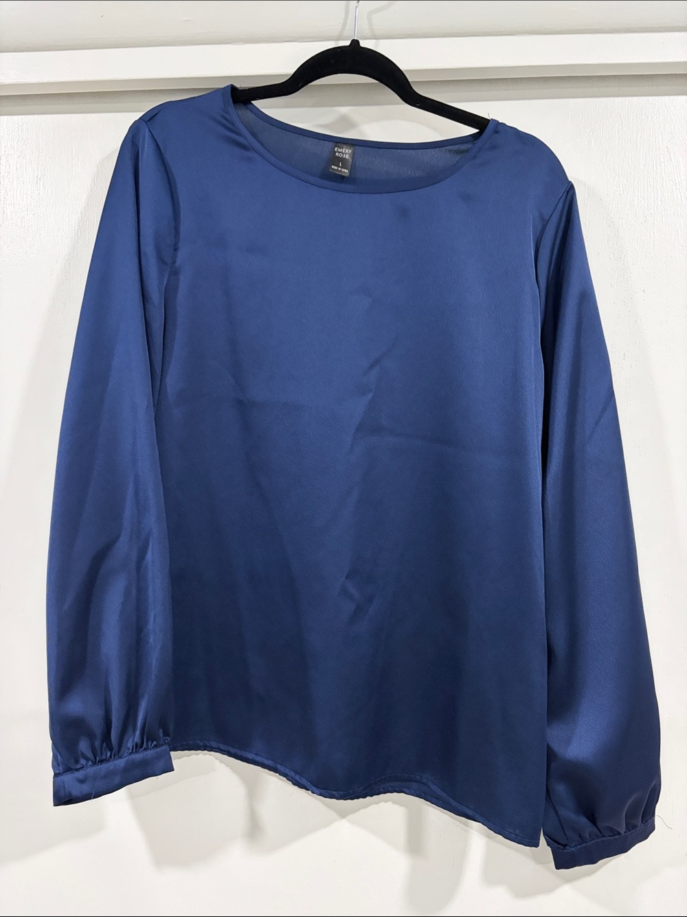 Casual Women's Navy Blue Long-Sleeve Blouse